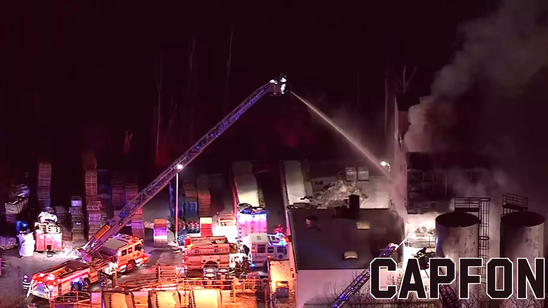 Crews battling multi-alarm fire at business in Burlington Township