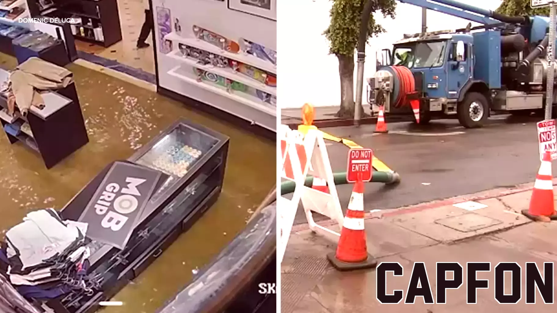 Fairfax District businesses flooded as heavy rain swamps Melrose Avenue